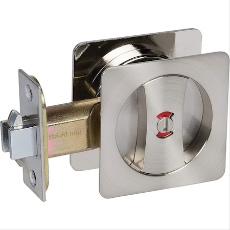 Delaney Hardware Contemporary Square Satin Nickel Bed, Bath Privacy Sliding Pocket Door Lock 370109